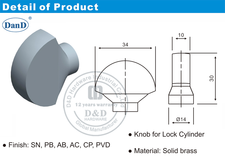 KONB PARA PUERTA CILINDER-D y D Hardware