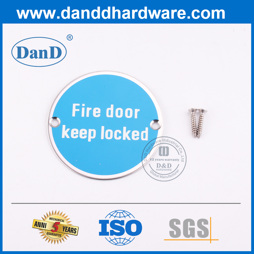 Tipo redondo de acero inoxidable Indicación de la puerta de incendios Placa-DDSP007