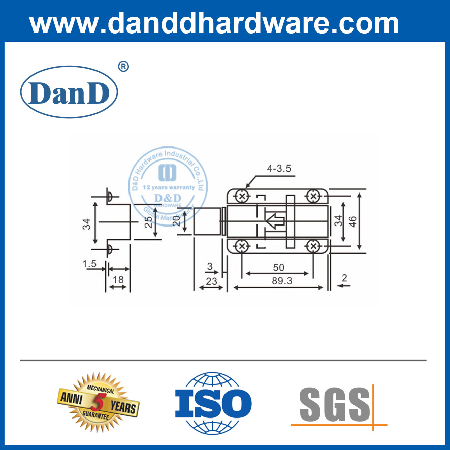 Tamaños cuadrados estándar Torre de acero inoxidable Fabricantes de pernos-DDDB013