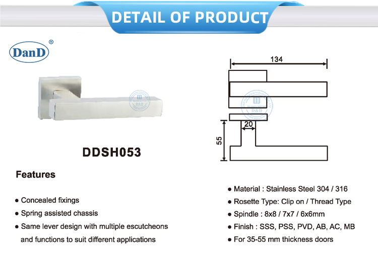 Manija de puerta cuadrada