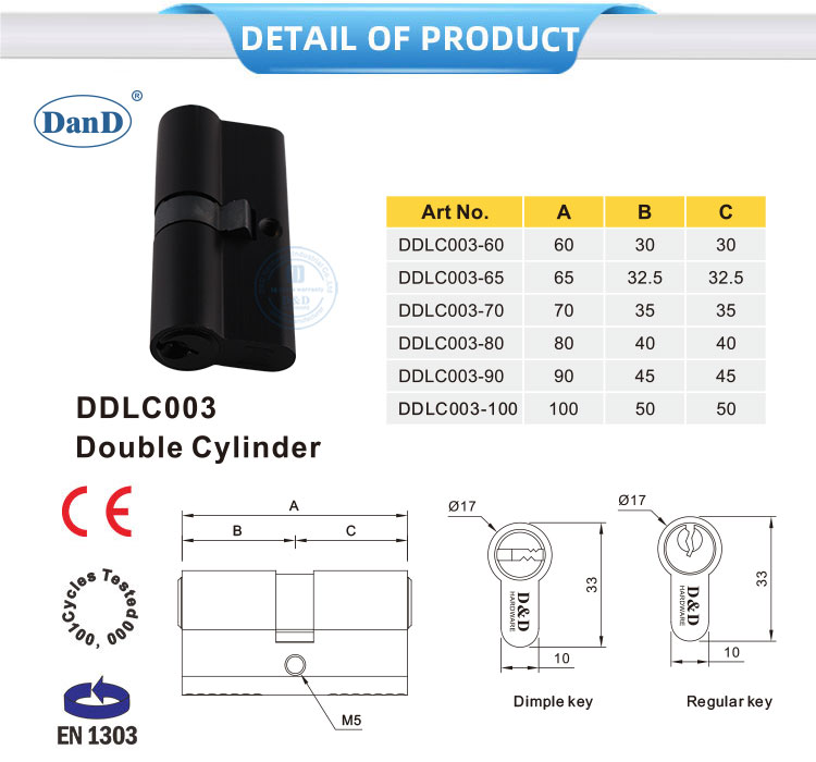 Mortise Lock Cylinder Negro
