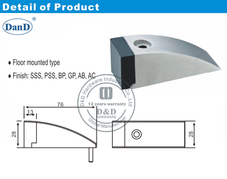 Hardware de parada y D de puerta al aire libre