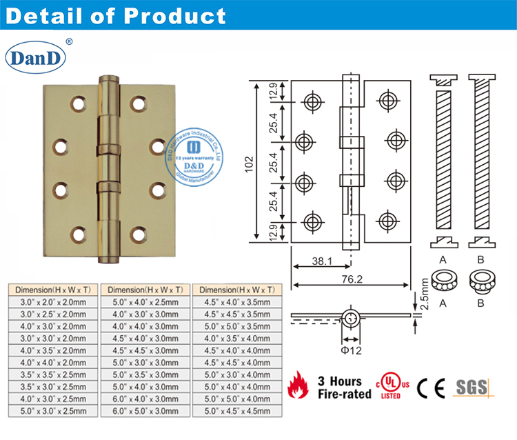 Herdo de bisagra de lat&oacute;n macizo y hardware D