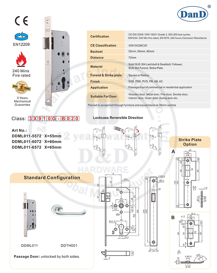 Lock-D de Lock-D y H hardware con calificaci&oacute;n de fuego