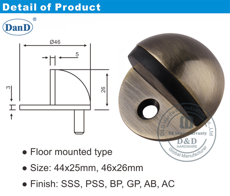 Puerta de lat&oacute;n antiguo Stop-D y H hardware