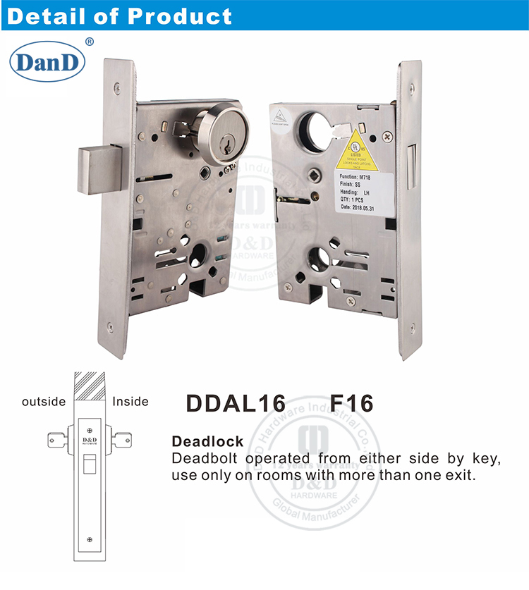 F16-Ansi Deadbolt Door Lock-D y H hardware
