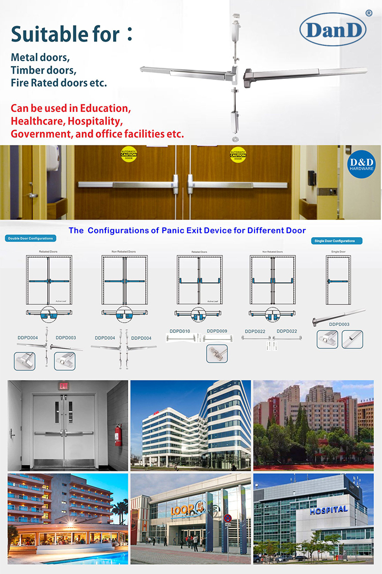 Puerta de salida de fuego con hardware Bar-D y D
