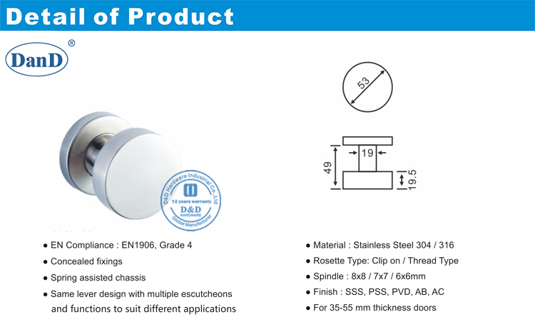 Palanca interior Puerta Manilla-D y Hardware D