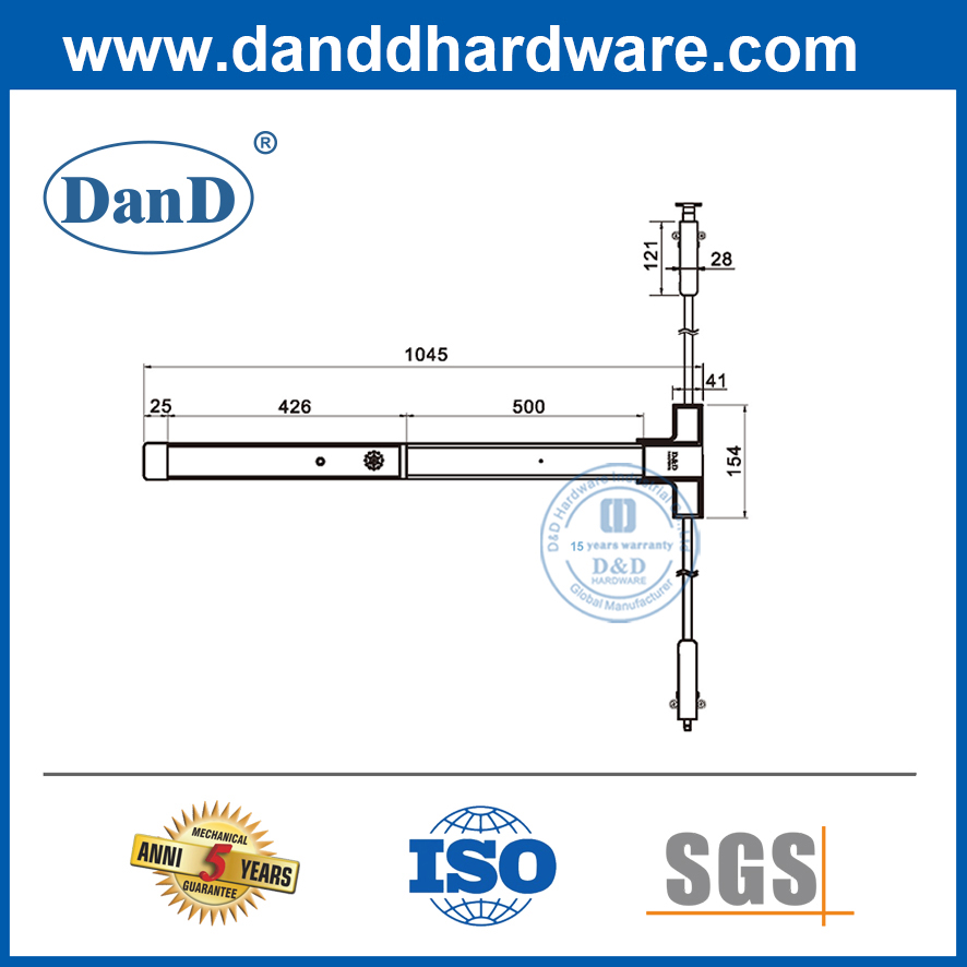 Dispositivo de salida de pánico de la barra comercial de puertas comerciales de acero inoxidable con alarma-DDPD030