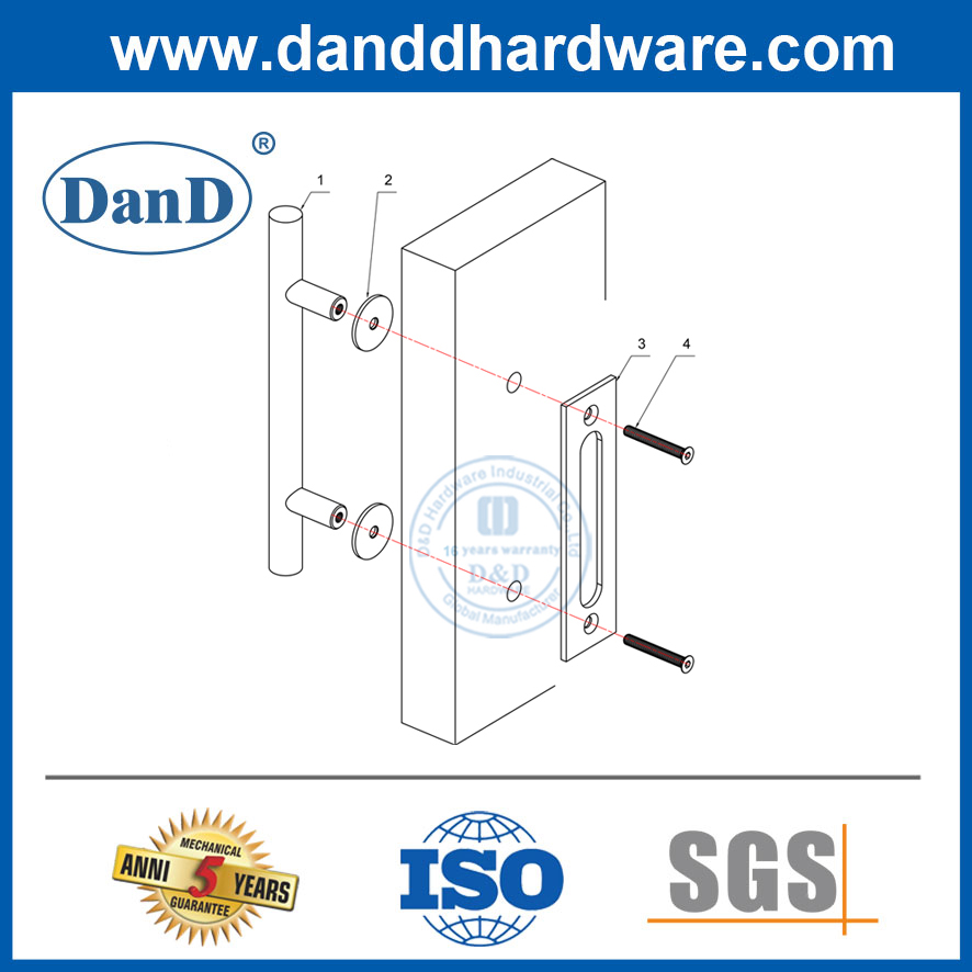 Hardware de puerta de granero interior de acero inoxidable manija de puerta de granero negro-ddbd101