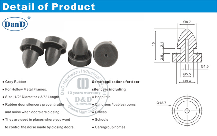 Puerta de goma Silencer-D y D Hardware