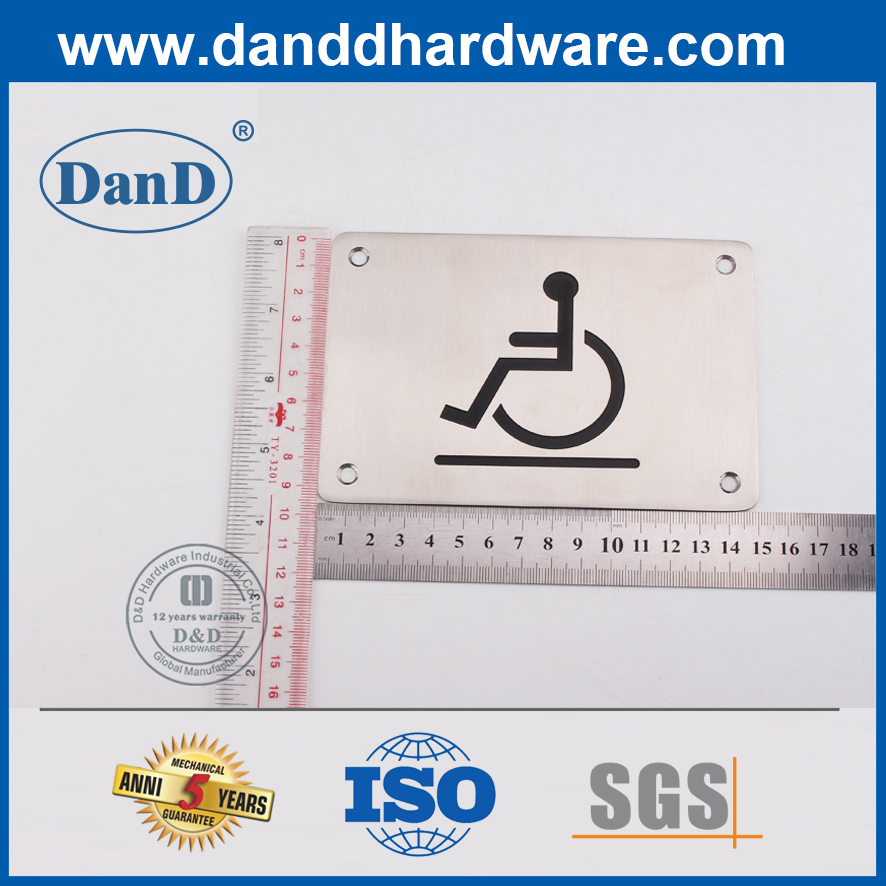 Tipo cuadrado de acero inoxidable Deshabilite la placa de signo para la puerta de metal-DDSP