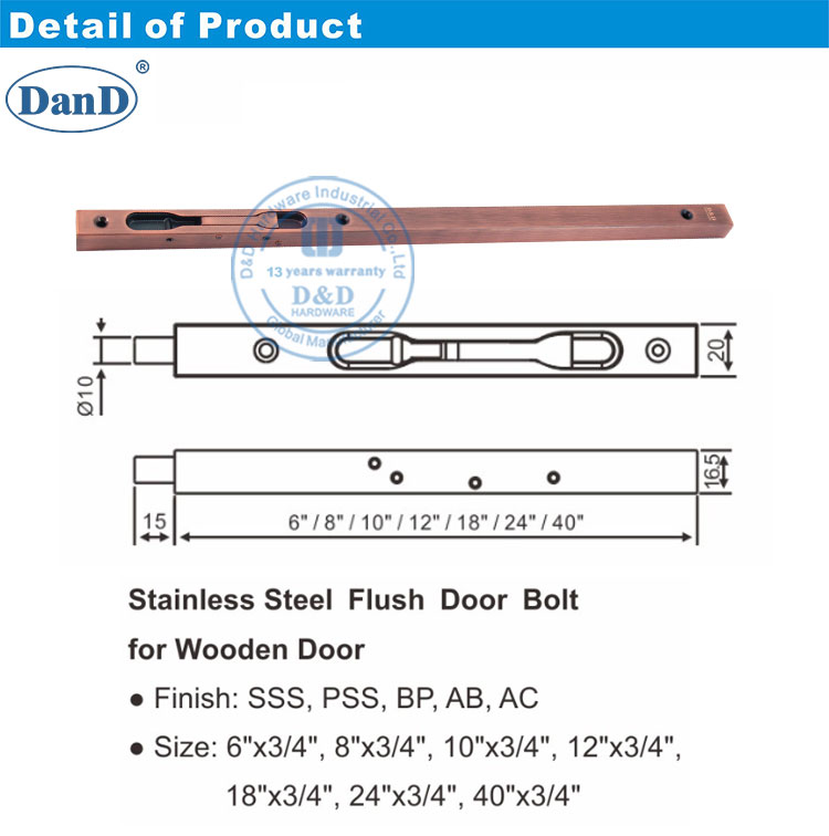 perno de descarga para puertas dobles