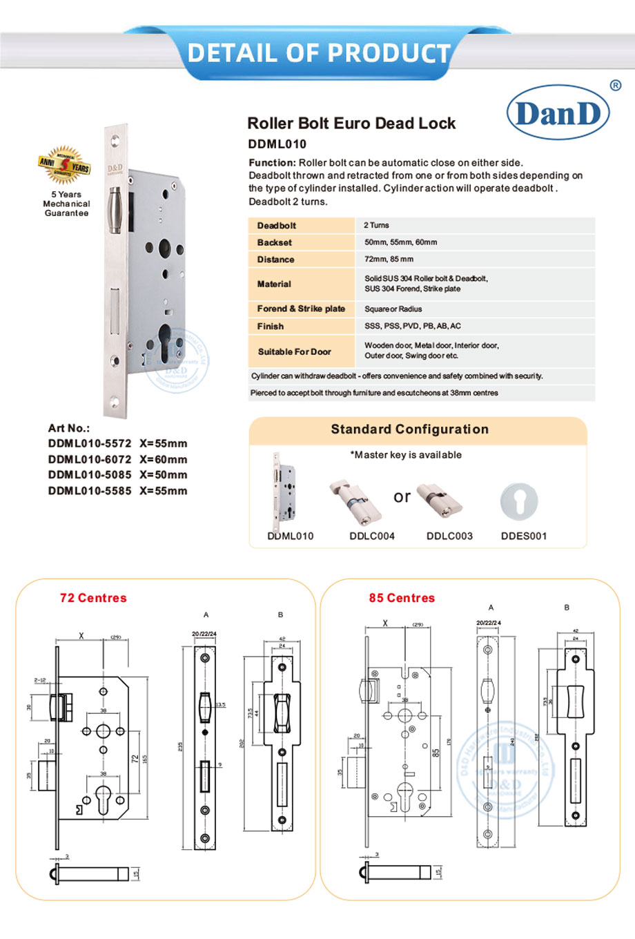 Bolla de rodillo cerradura muerta