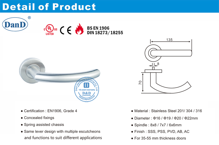 Manijas internas de puerta-D y D hardware