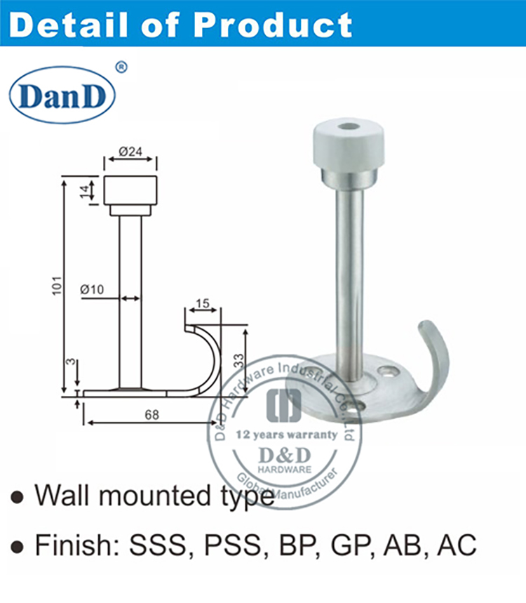 Tipos de tope de puerta d y d hardware
