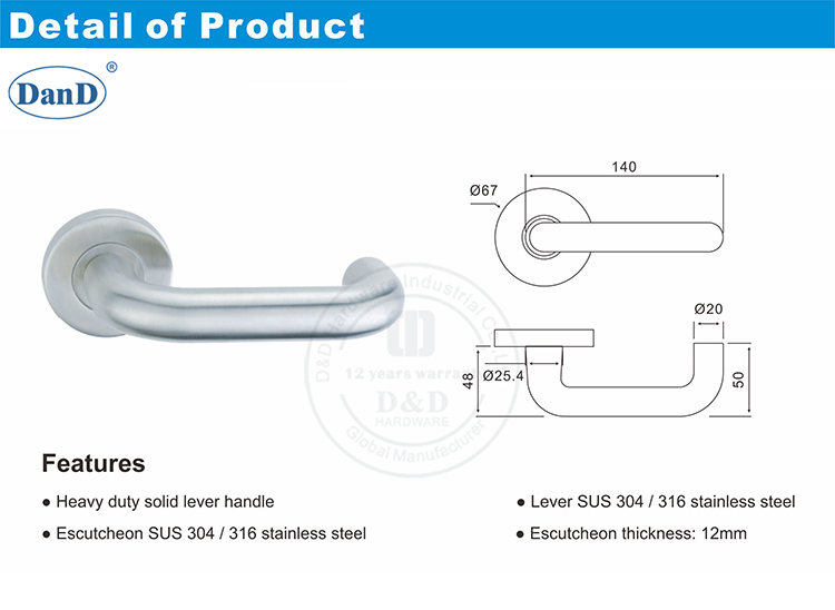 Puerta comercial americana manillar-d y hardware.