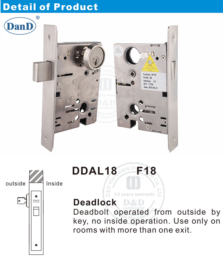 F18-Ansi Deadbolt Door Lock-D y H hardware