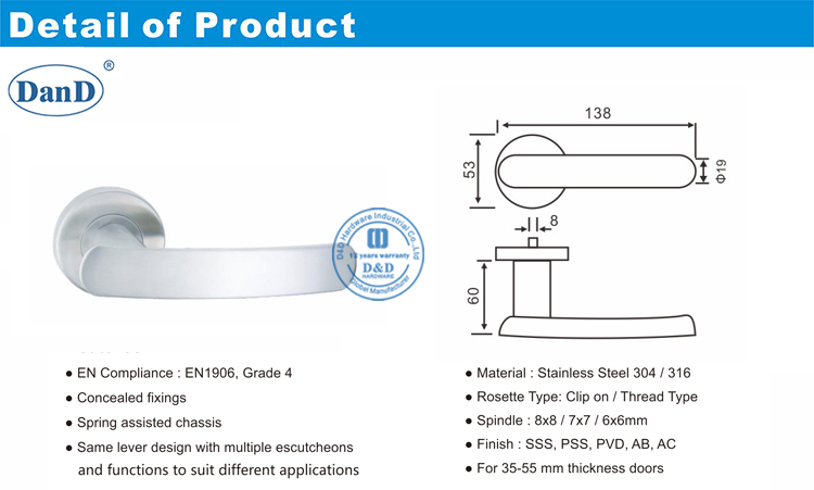 Puerta de acero Handle-D y D Hardware