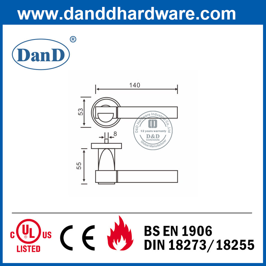 Estilo euro Acero inoxidable 304 Palanca exterior Manija-DDSH018