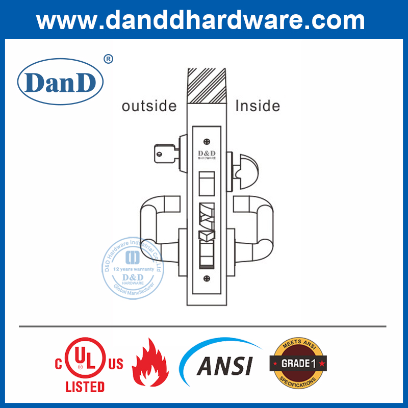 SUS304 ANSI Grado 1 Localización de puerta más segura para la puerta de entrada DDAL20