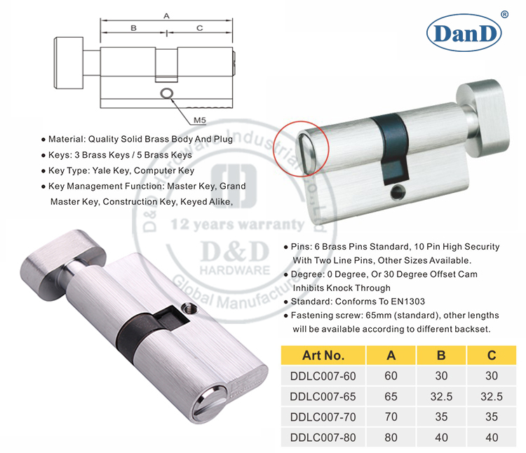 Thumb Turn-D y D Hardware