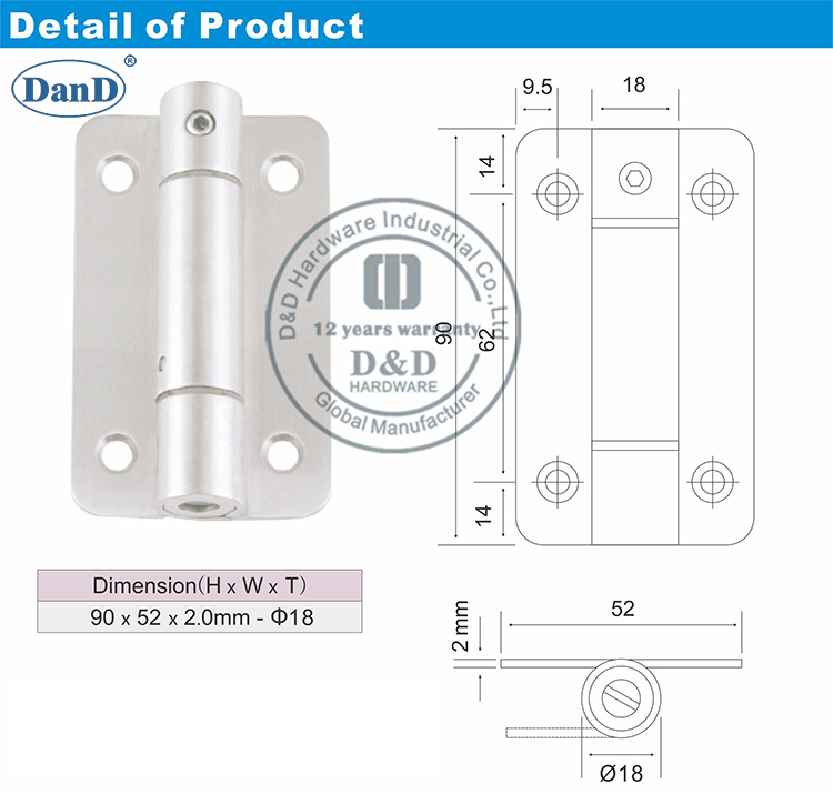 SS Single Action Hinge-D y D Hardware