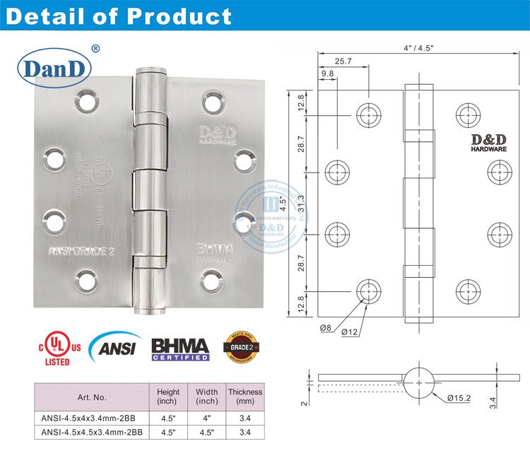 Bisagra de puerta con clasificaci&oacute;n de fuego