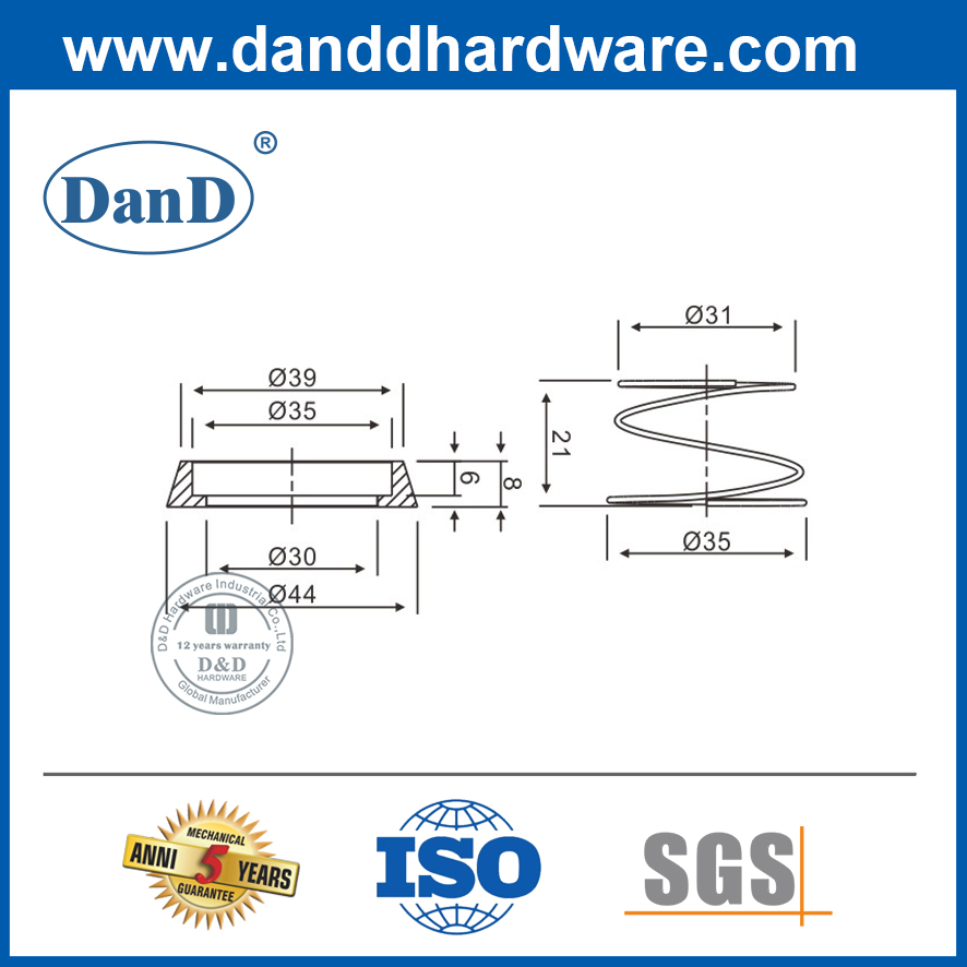 Collar de acero inoxidable y primavera-ddat003