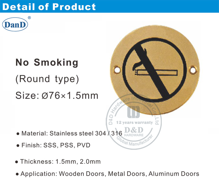 No fumar Signo Placa-D y D Hardware