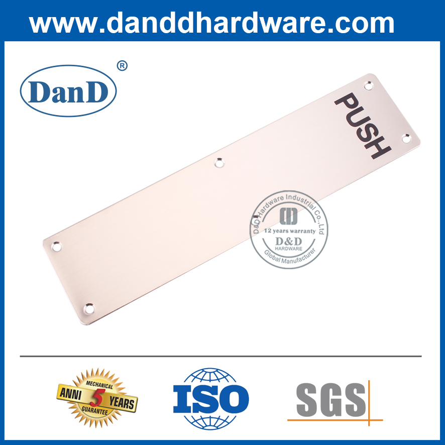 Placa de signo de empuje de tipo de acero inoxidable para puerta de madera DDSP006