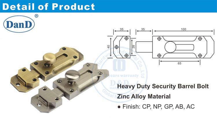 Seguridad de la puerta oculta Bolts-D y D de hardware