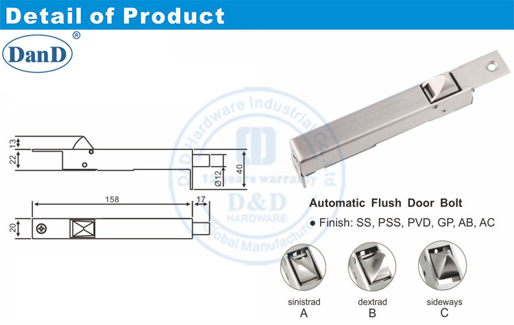 Flush Bolt-D y D Hardware