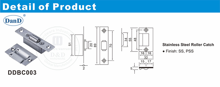 Captura de la puerta del rodillo de primavera para la puerta interna de la puerta D y D Hardware