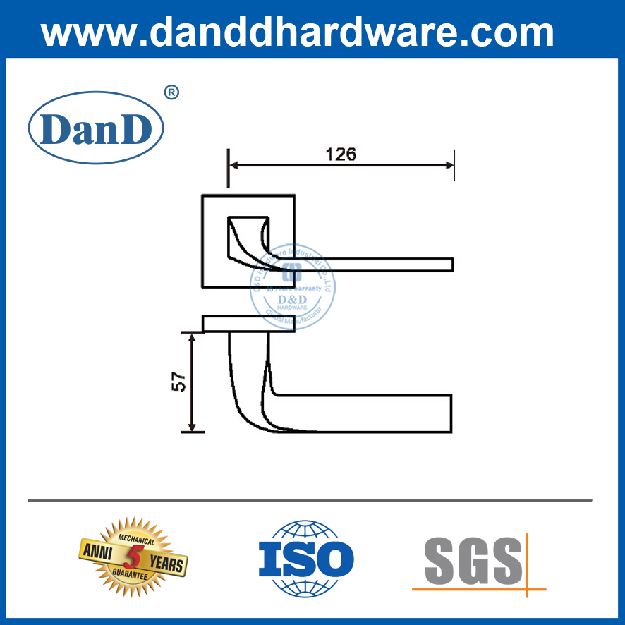 Tipos de manija de la puerta Manijas de puertas de madera cuadradas de acero inoxidable sólido-DDSH055