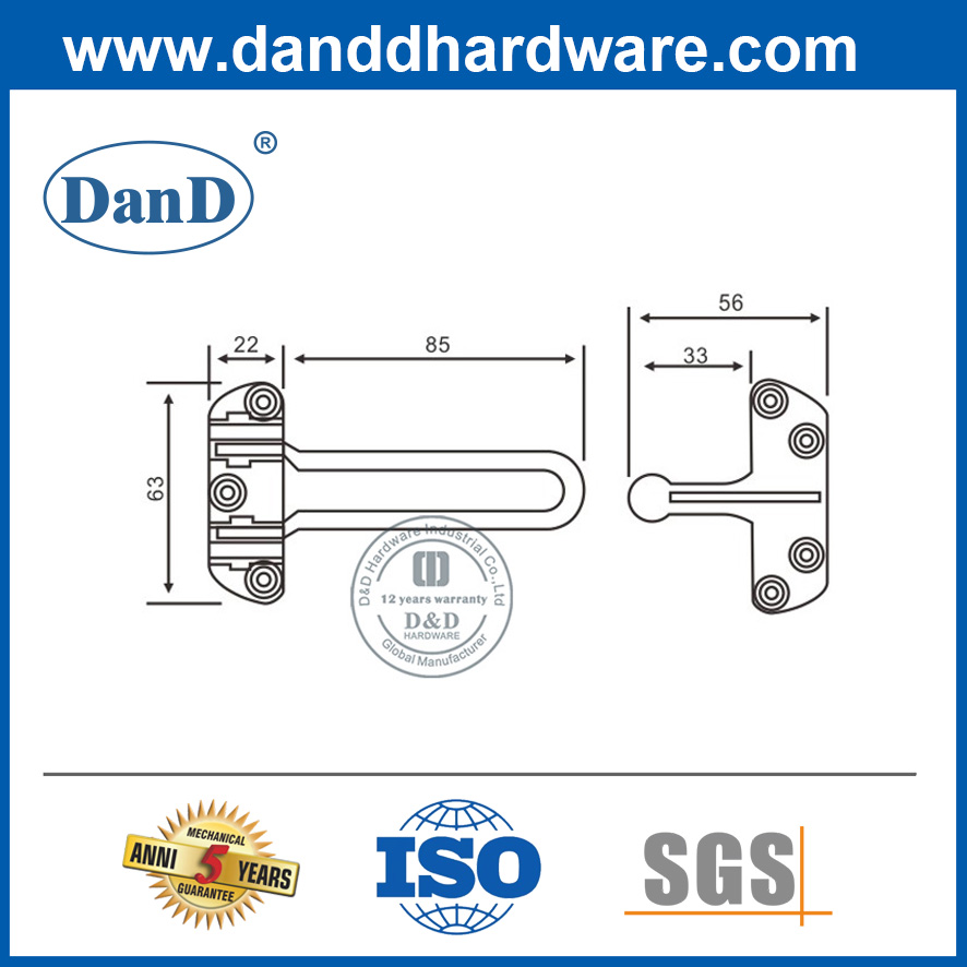 Guardia de la puerta de metal de níquel satinado Guardia de la aleación de aleación de zinc para Home-DDDG001