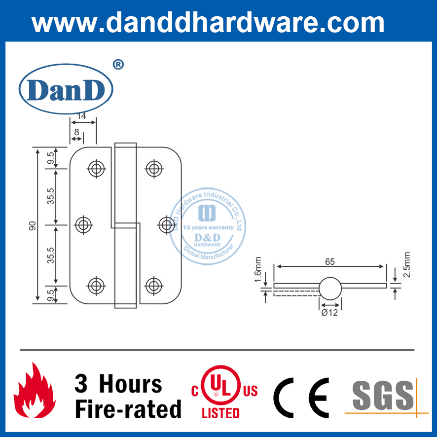 SS201 Levante la bisagra de la puerta de montaje redonda para la puerta de acero-DDSS020