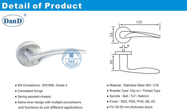 Palanca interior Puerta Manilla-D y Hardware D