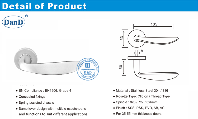 Puerta comercial Handle-D y D Hardware