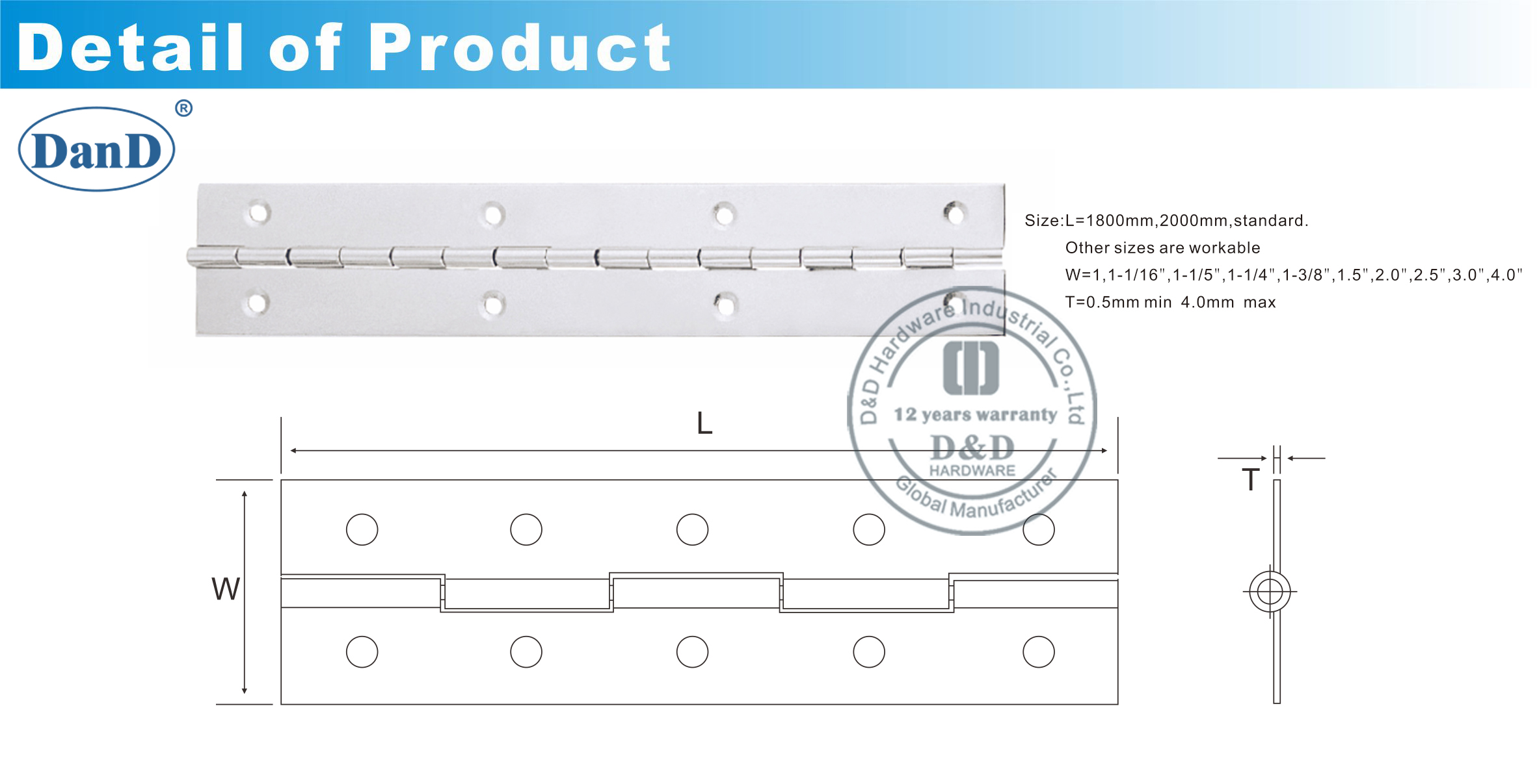 Piano Hinge-D y D Hardware