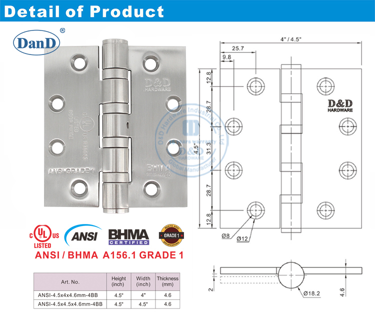 Bisagras de puerta de servicio pesado