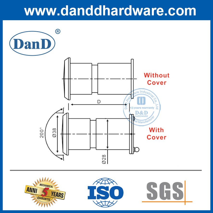 Al visor de puertas de seguridad de latón de latón/aleación de zinc para puertas estrechas de panel-DDDV003