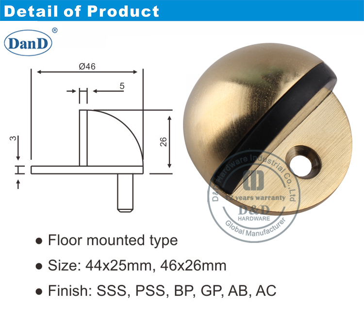 Hardware Satin Brass Door Stop-D y D
