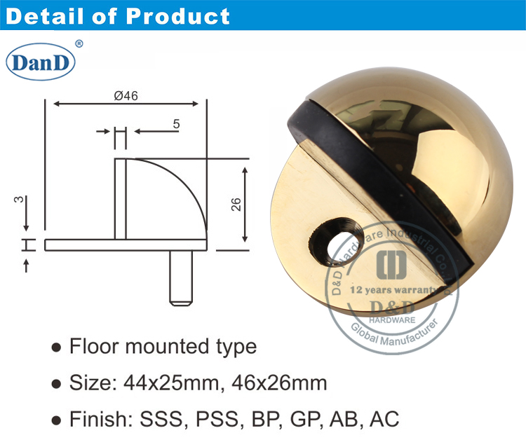 Puerta de lat&oacute;n pulida Stop-D y D Hardware