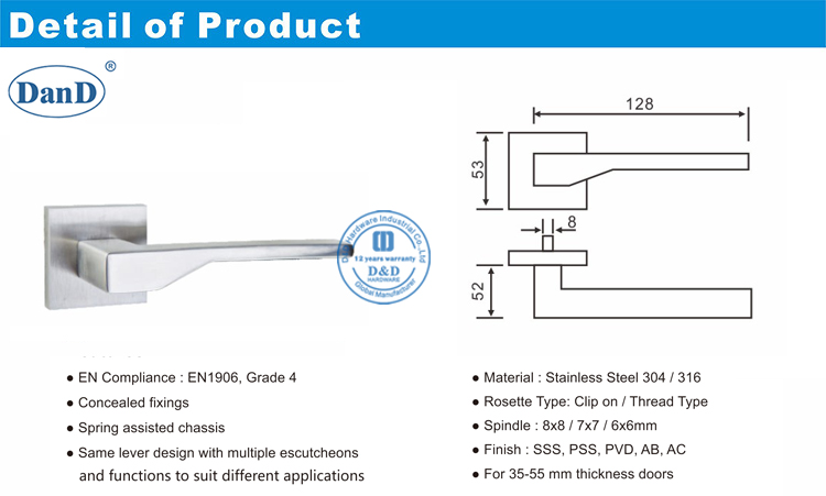 Palanca s&oacute;lida manilla D y D hardware