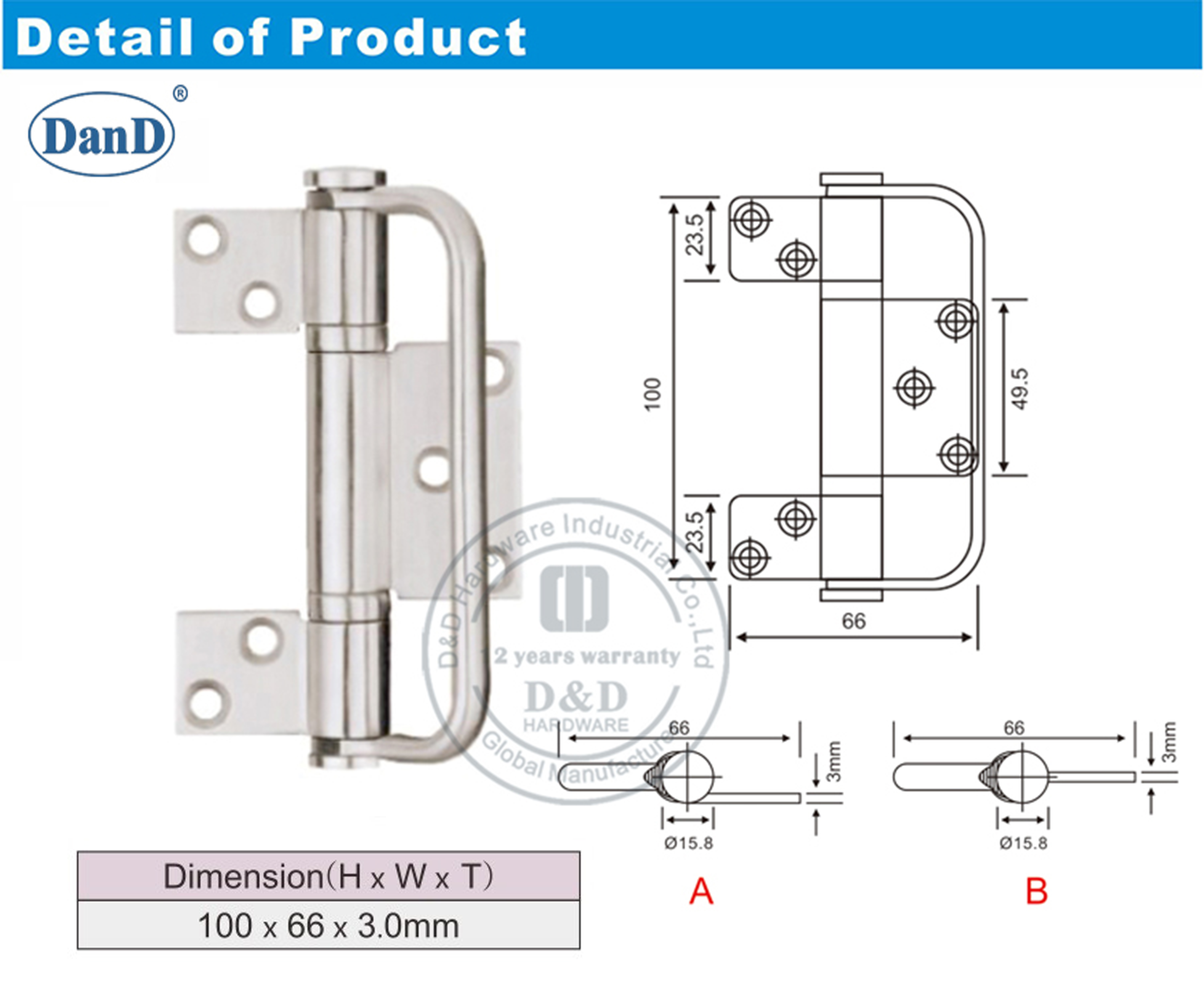 Rodamiento de bolas Hingery-D y D Hardware