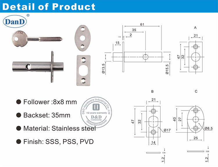 Eje Lock-D y D Hardware