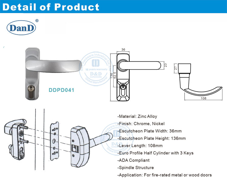 Adorno de palanca de aleaci&oacute;n de zinc