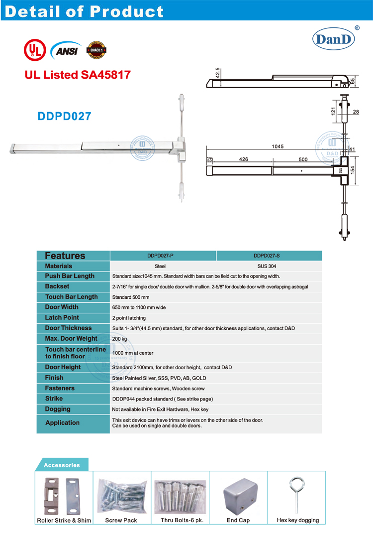 Hardware de puerta de p&aacute;nico