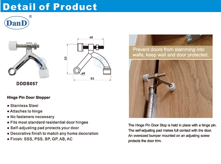 tope de alfiler de la bisagra de la puerta
